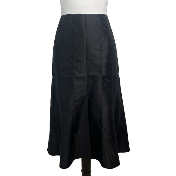 Talbots Woman Skirt Plus size 12 W Black Pure Silk A Line Midi Evening Cocktail - Picture 1 of 9